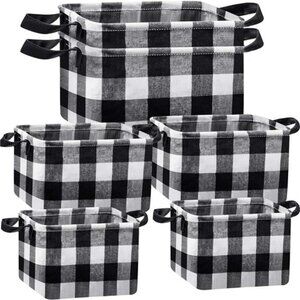 6Pcs Buffalo Plaid Basket Square Storage Basket Buffalo Check Basket Bin Storage